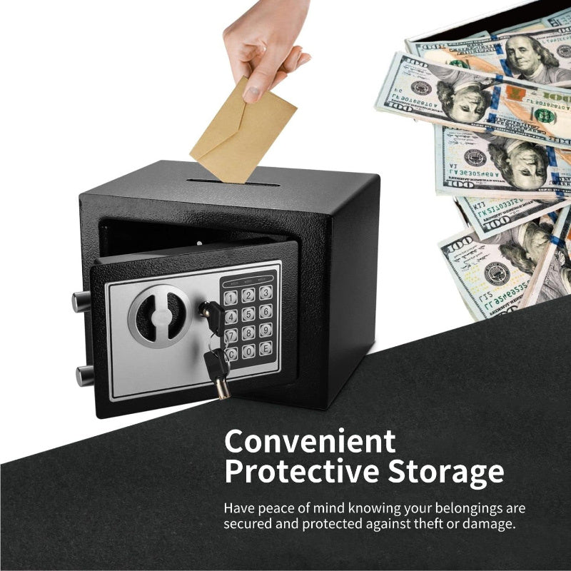 Compact Digital Safe with Keyboard Lock for Valuables Home Office Storage