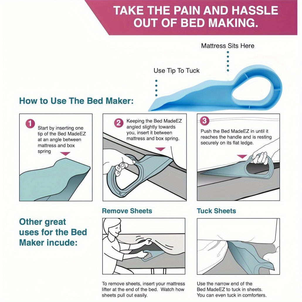 Sheet and Skirt Folding Tool for Back Pain Relief Ergonomic Mattress Lifter Blue