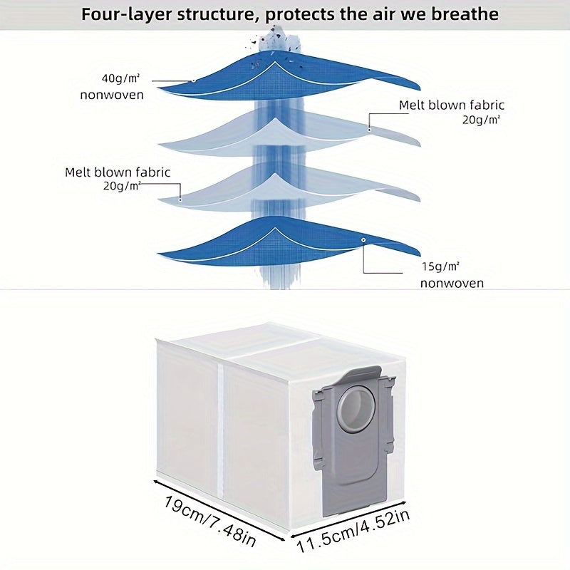 Mustahkam Polyester Changyutgich Sumkalari - 10-ta Yuqori Samarali Chang Sumkalari Roborock Q Revo, S8 Maxv Ultra bilan mos keladi. Plastik Pol Ulanishi Aksessuarini o'z ichiga oladi.