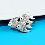 Enamel Animal Brooch Pin Rhinestone Fish Badge Jewelry for Men Women