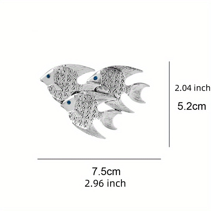 Enamel Animal Brooch Pin Rhinestone Fish Badge Jewelry for Men Women