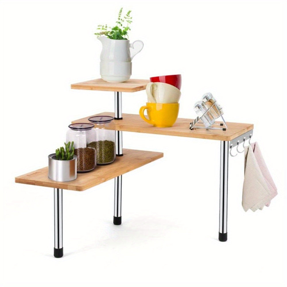 Oshxona va hammom uchun tutqichli ko'p funksiyali tokcha, uyda saqlash va tartibga solish uchun javonlar bilan.