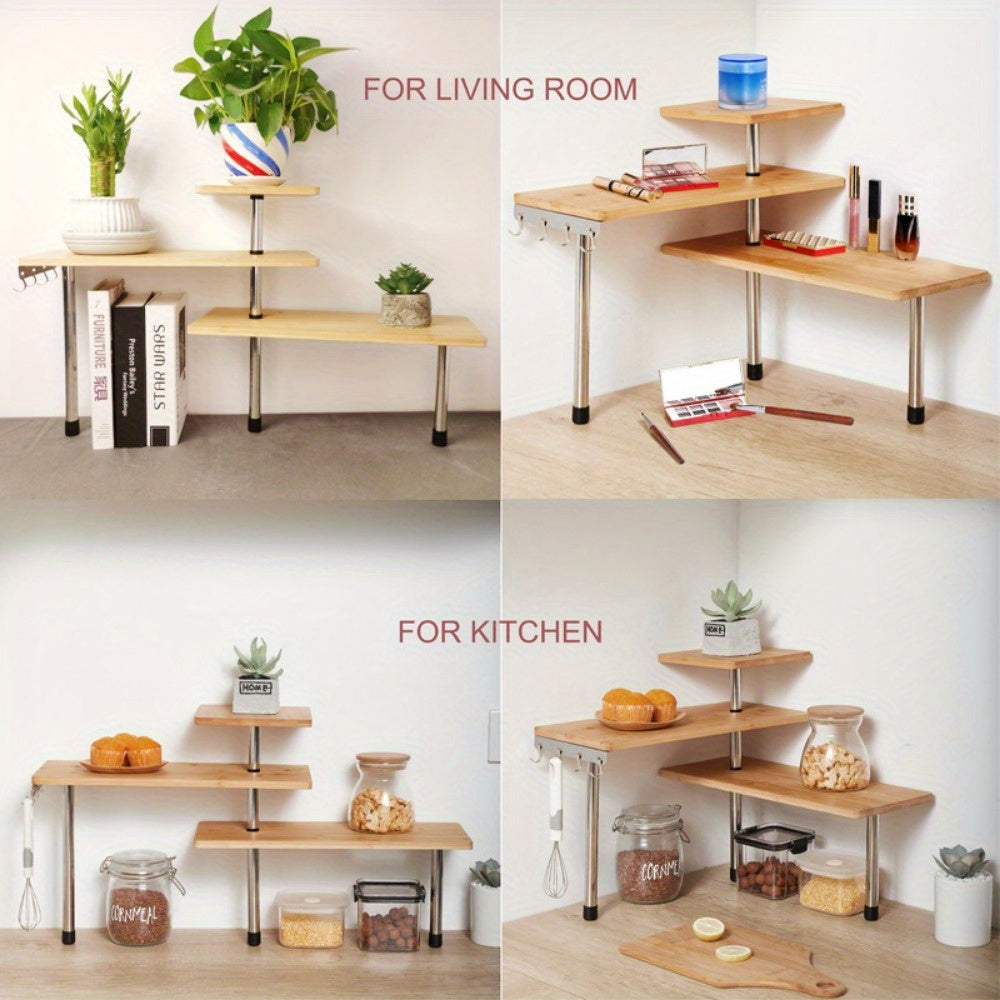 Oshxona va hammom uchun tutqichli ko'p funksiyali tokcha, uyda saqlash va tartibga solish uchun javonlar bilan.