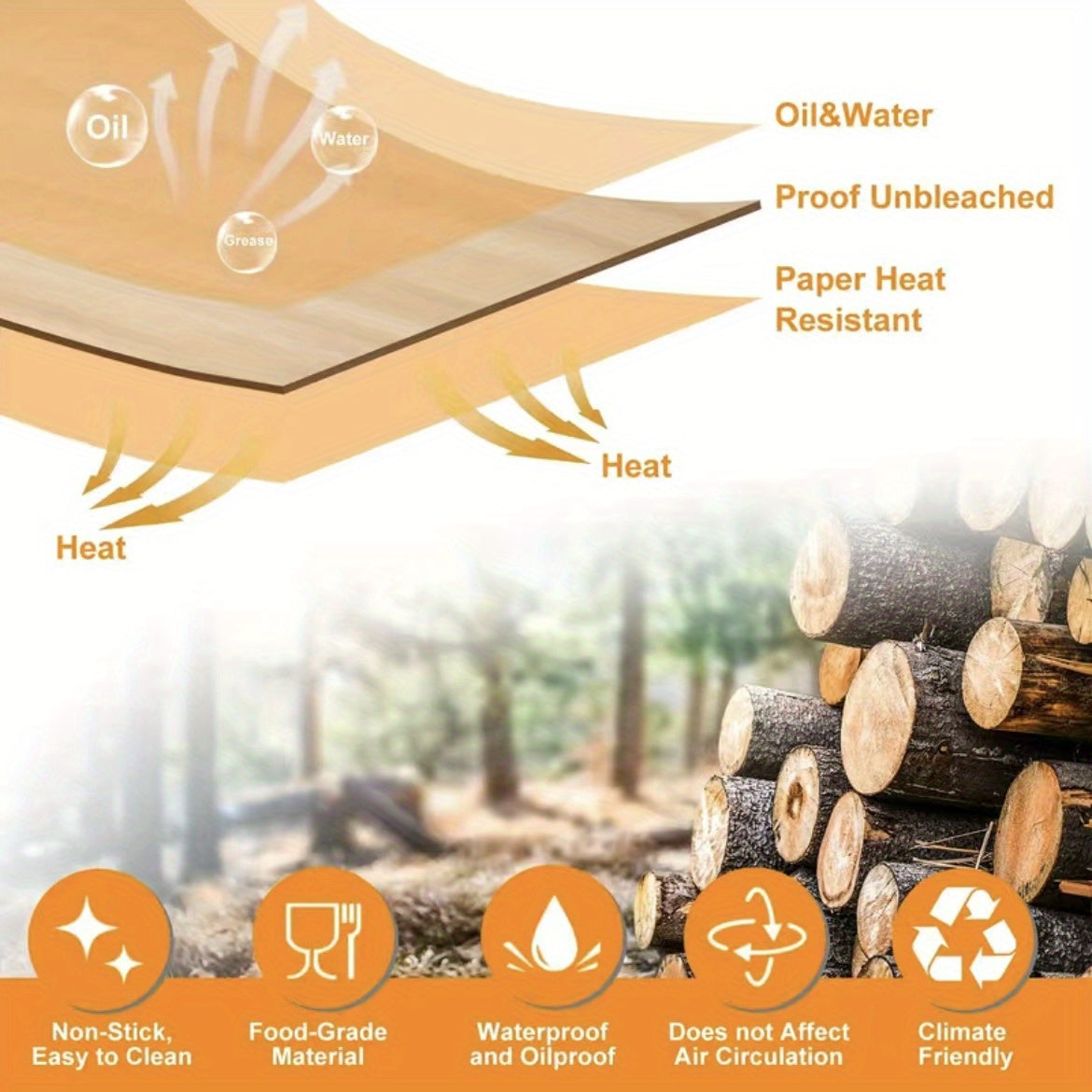 100 Pieces Disposable Air Fryer Parchment Paper Non-Stick Cooking