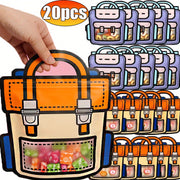 Paquete de 20 bolsas de plástico con forma de mochila para snacks, ideales para galletas, caramelos y souvenirs de fiesta