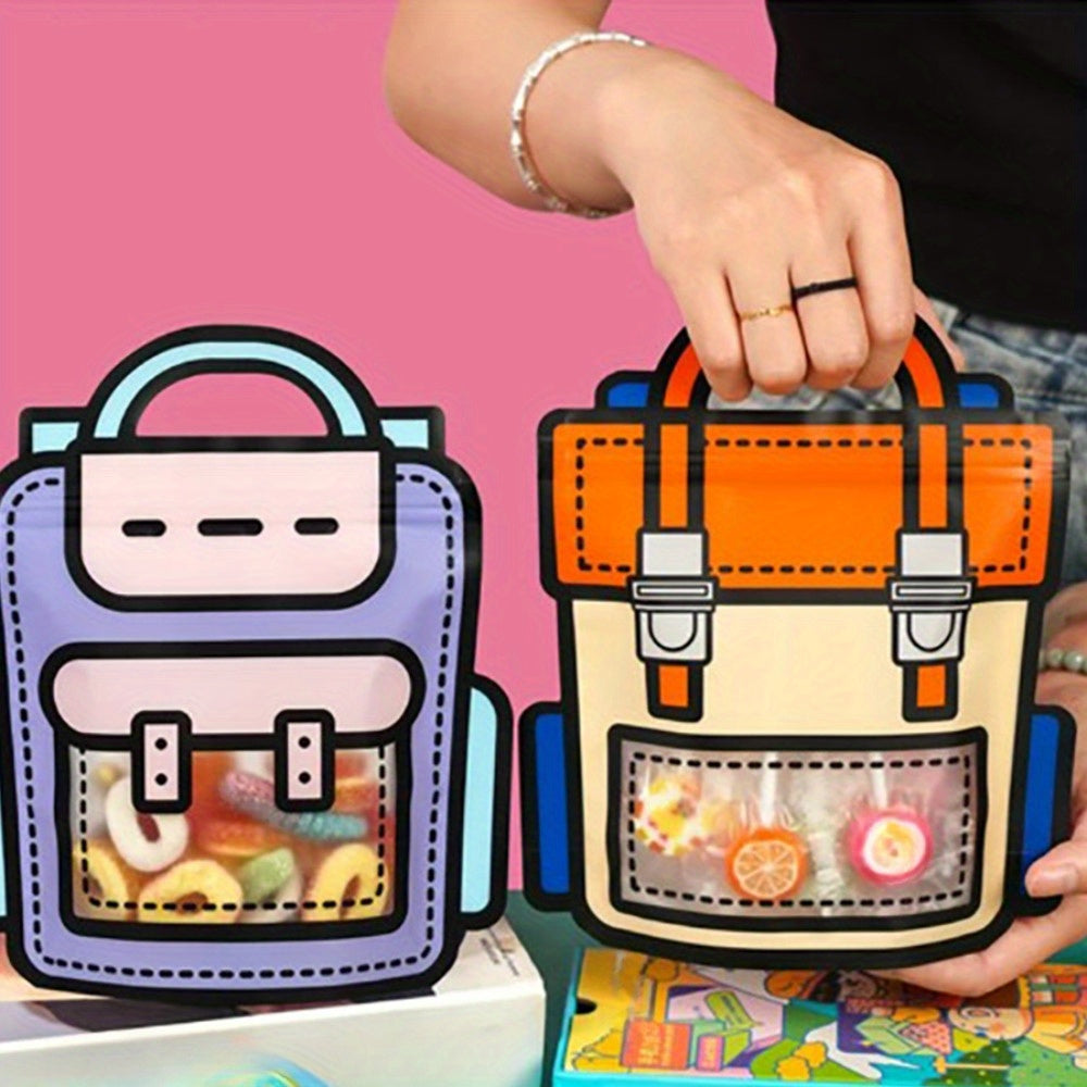 20 Pack Schoolbag-Shaped Plastic Snack Bags for Cookies Candy Party Favors