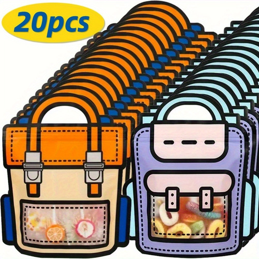 Paquete de 20 bolsas de plástico con forma de mochila para snacks, ideales para galletas, caramelos y souvenirs de fiesta