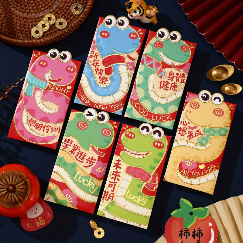 Pack of 30 Red Envelopes Chinese New Year 2025 Snake Design Lucky Money Pockets Festive Paper Gift Bags
