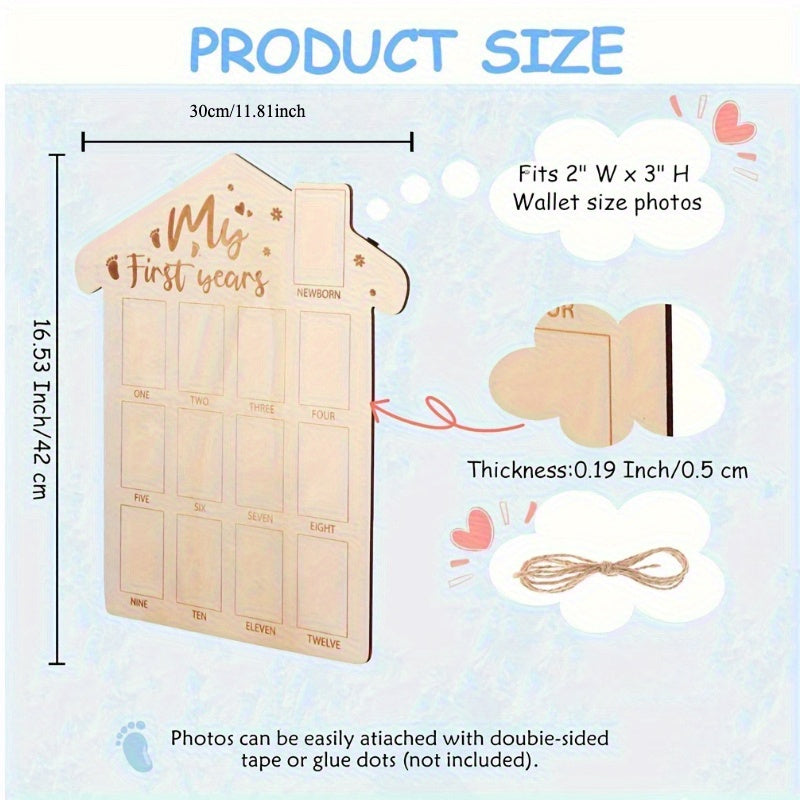 Baby Milestone Photo Frame 12 Months Neutral Gift for First Birthday or Mother's Day