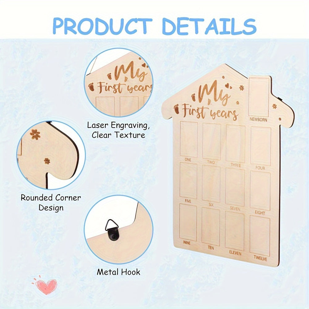 Baby Milestone Photo Frame 12 Months Neutral Gift for First Birthday or Mother's Day