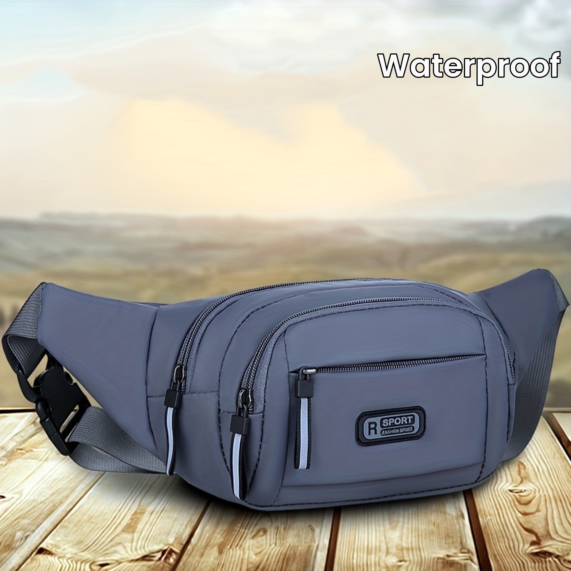 Men's Waterproof Large Capacity Waist Bag with Multiple Compartments for Sports and Travel