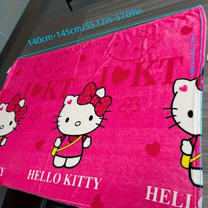 Hello Kitty Plush Flannel Blanket Animal Theme All-Season Polyester 300-350 GSM