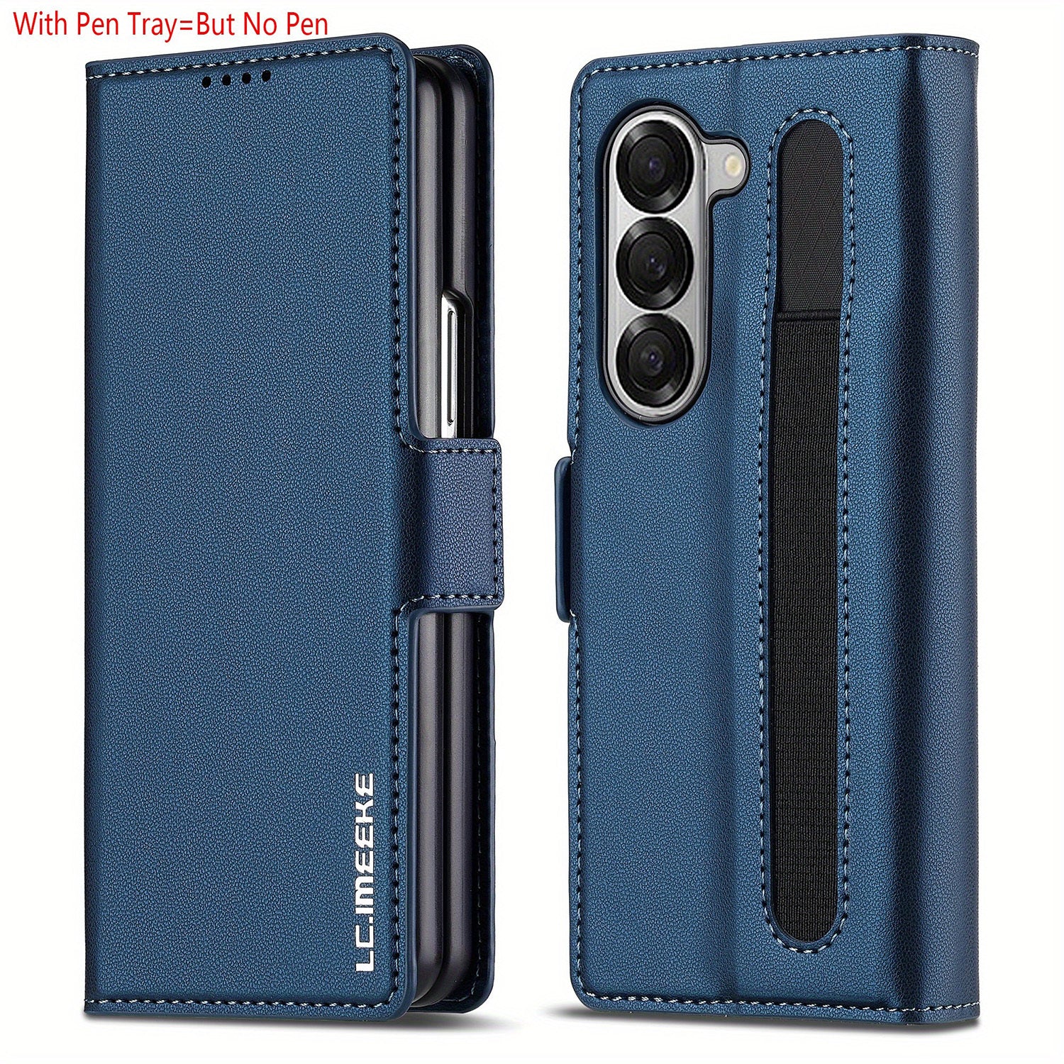 Faux Leather Flip Phone Case for Samsung Galaxy Z Fold 6 5 4 3 with Pen Tray Credit Card Holder for Men Women
