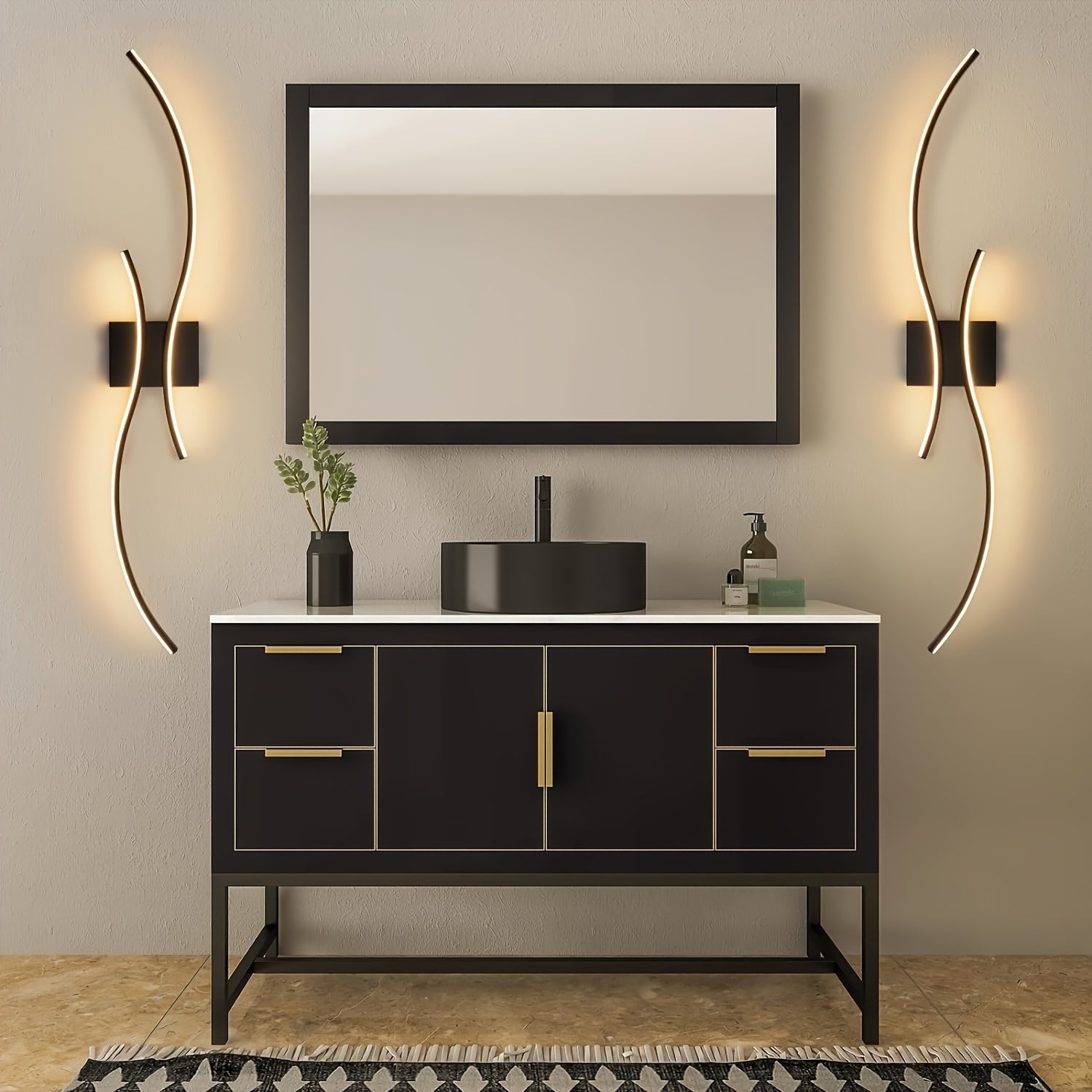 1 шт. Светодиодный настенный светильник Waveform 59,94 см с регулируемой яркостью, идеален для различных помещений.