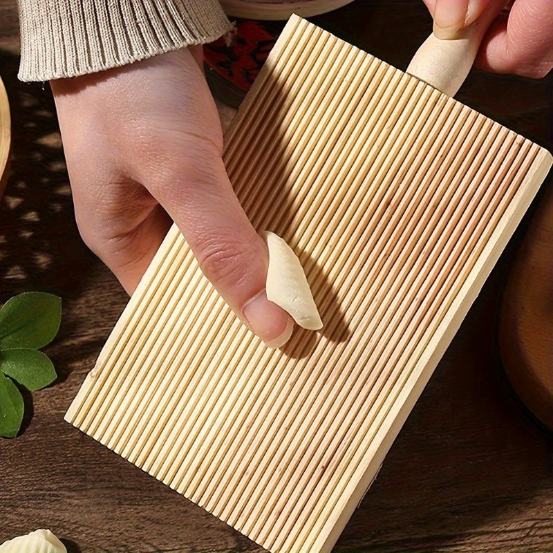 Homemade Noodle Maker with Textured Wooden Rollers for Pasta Dough