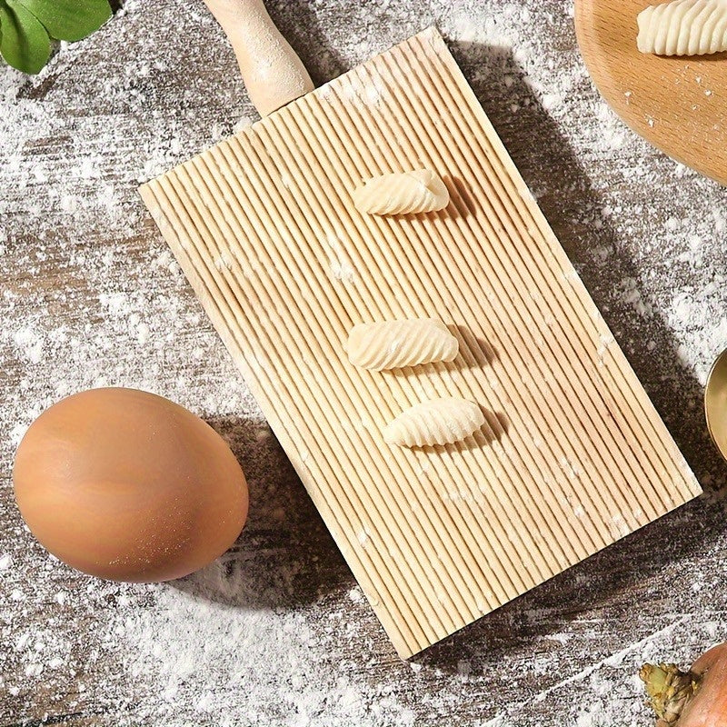 Homemade Noodle Maker with Textured Wooden Rollers for Pasta Dough