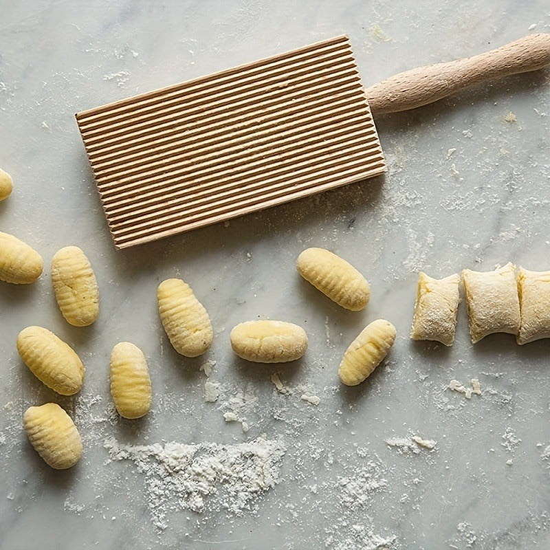 Homemade Noodle Maker with Textured Wooden Rollers for Pasta Dough