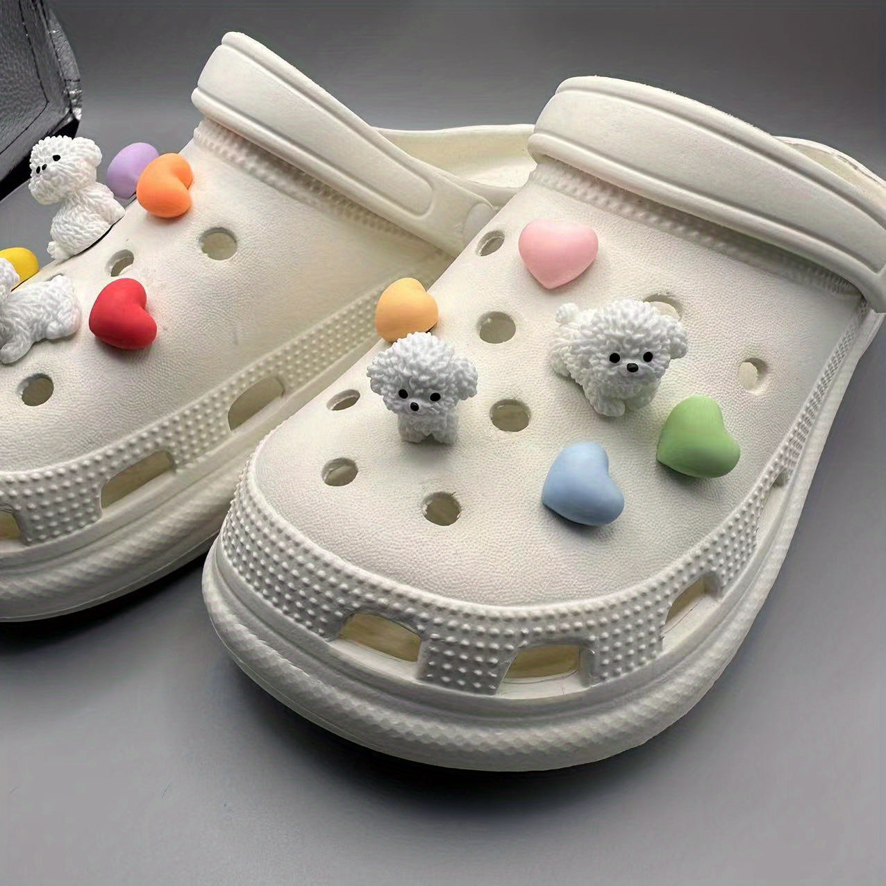 Набор из 12 украшений для обуви Puppy & Heart для clogов и сандалий, яркие цвета