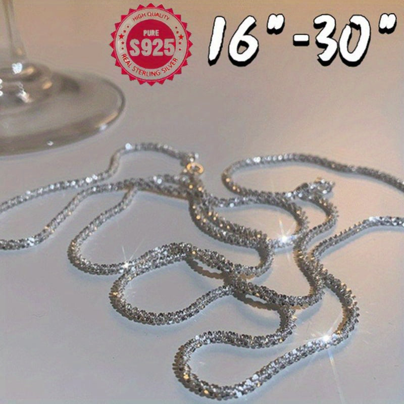 Sterling Silver Gypsophila Necklace Adjustable Chain for Women Men Wedding Engagement