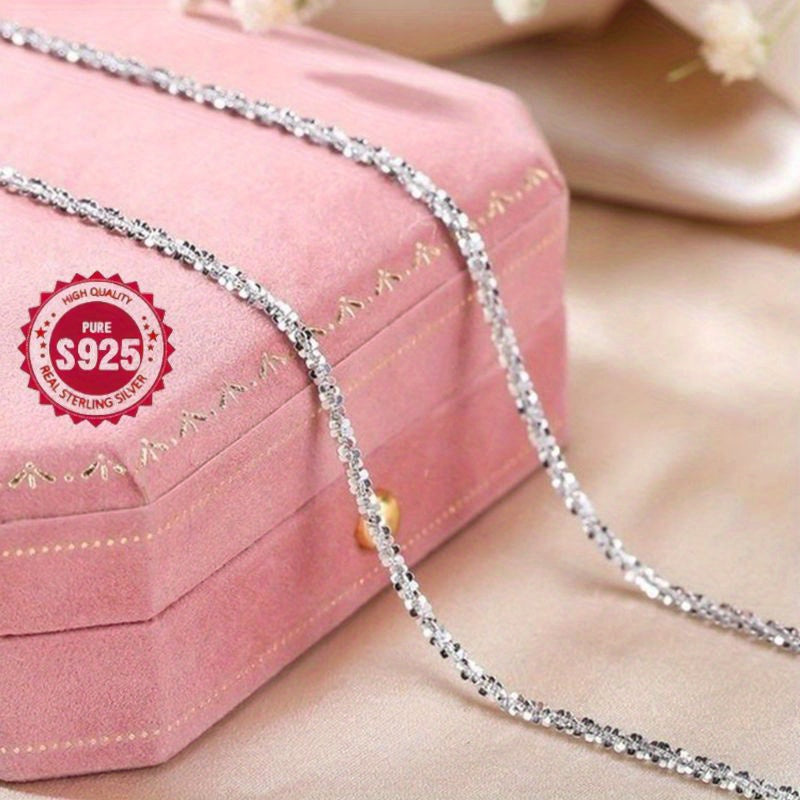 Sterling Silver Gypsophila Necklace Adjustable Chain for Women Men Wedding Engagement