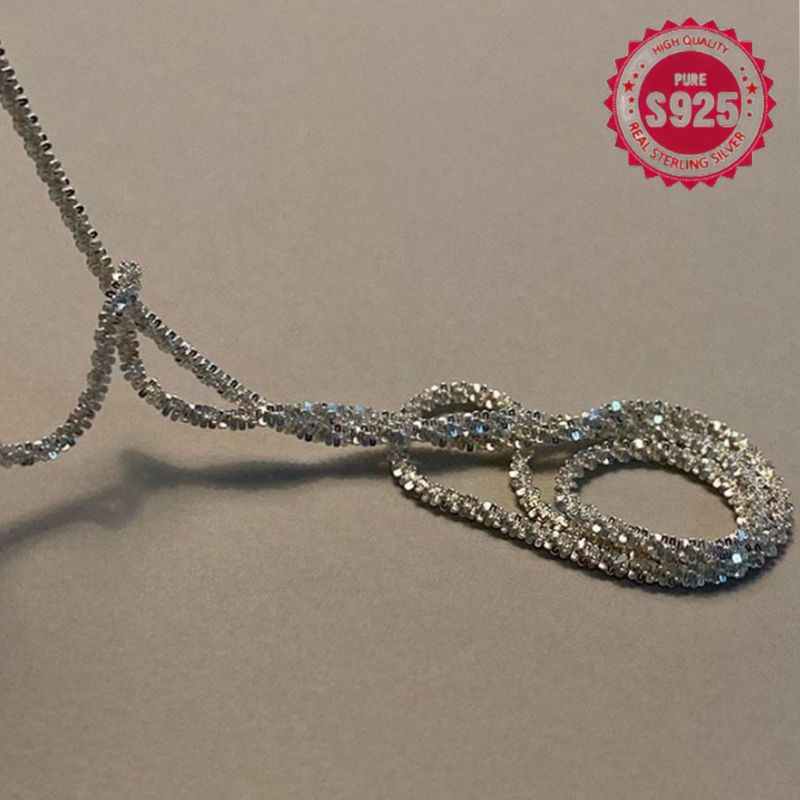 Sterling Silver Gypsophila Necklace Adjustable Chain for Women Men Wedding Engagement