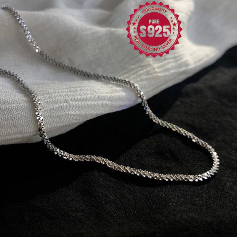 Sterling Silver Gypsophila Necklace Adjustable Chain for Women Men Wedding Engagement