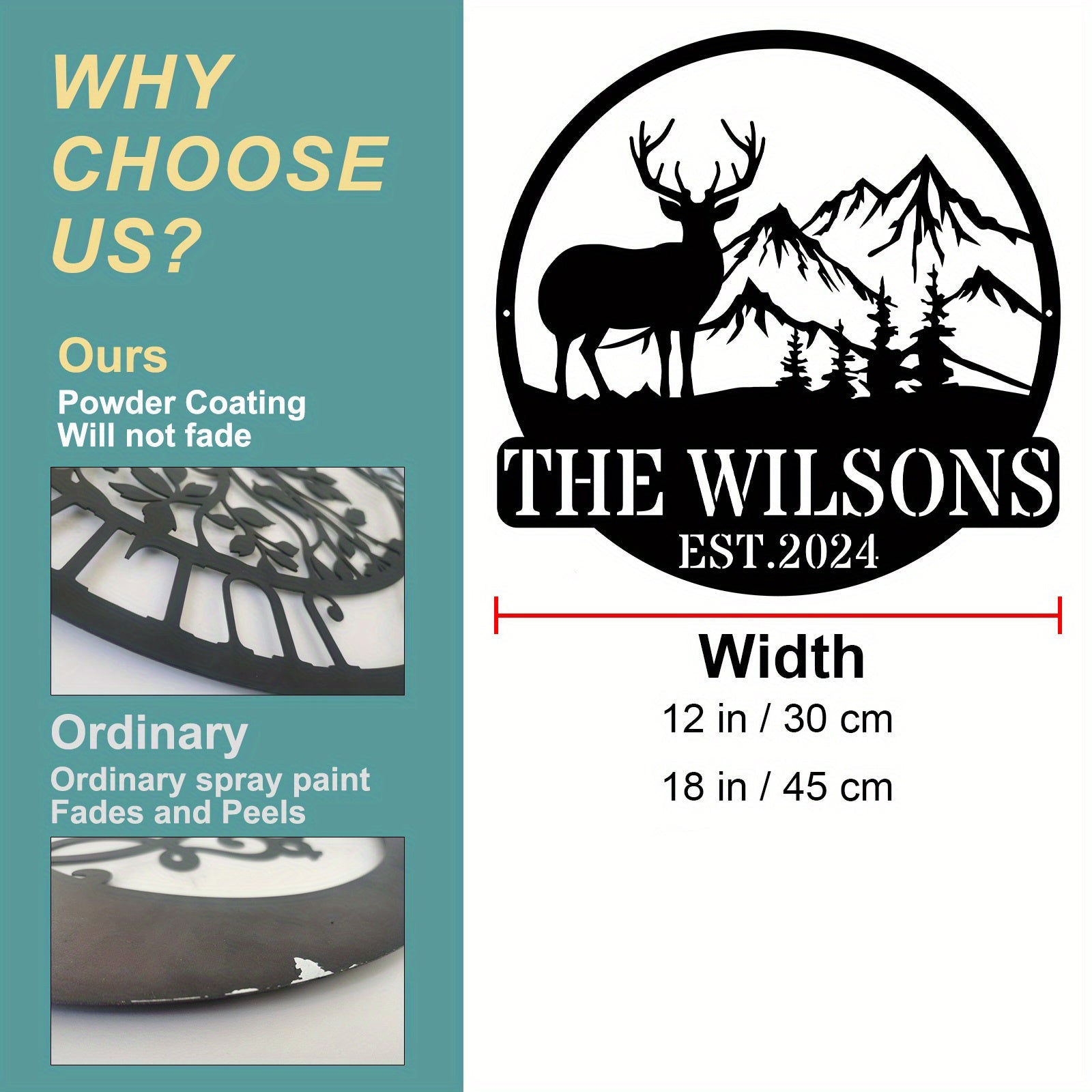 Personalized Family Name Wall Decor Steel Sign for Weddings Housewarmings and Anniversaries