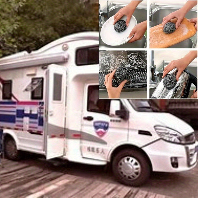 Set of 6 Reusable Stainless Steel Kitchen Scrubbers for Dishes Pots and Surfaces