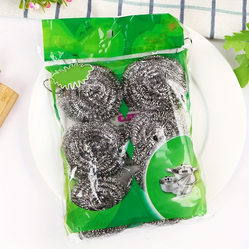 Set of 6 Reusable Stainless Steel Kitchen Scrubbers for Dishes Pots and Surfaces