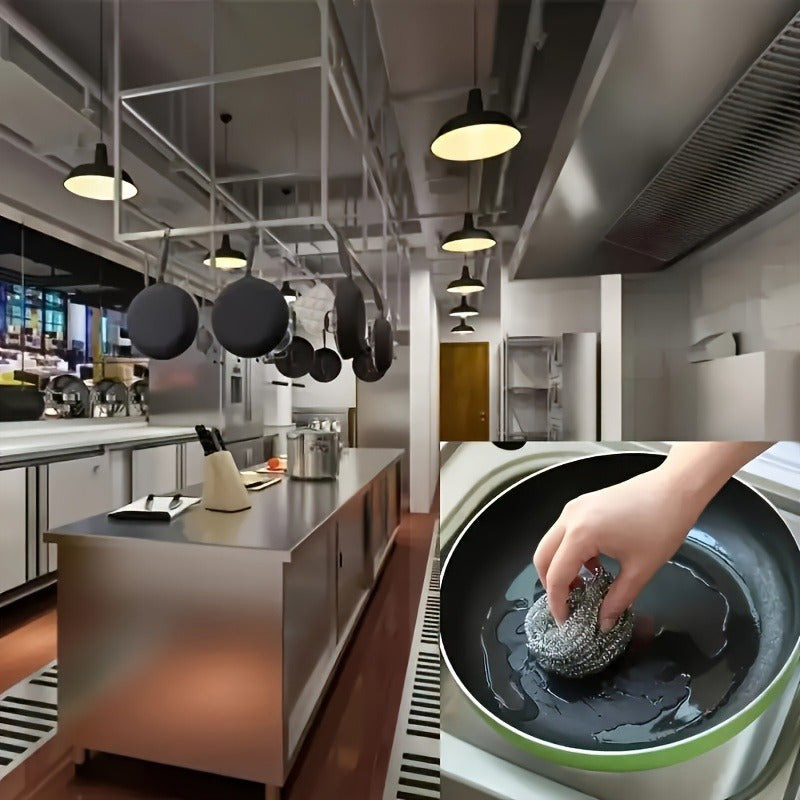 Set of 6 Reusable Stainless Steel Kitchen Scrubbers for Dishes Pots and Surfaces