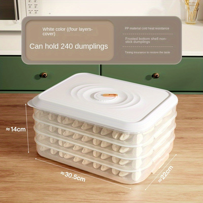 Contenedores de almacenamiento de alimentos para refrigerador de múltiples capas con puntero de frescura, cajas apilables para dumplings, filetes, tocino