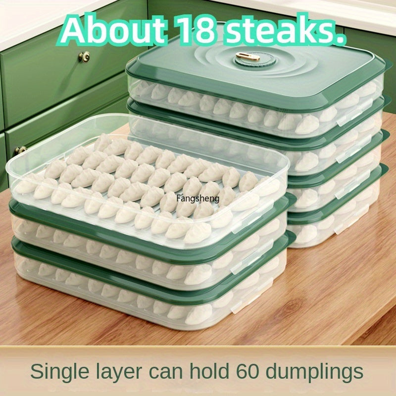 Contenedores de almacenamiento de alimentos para refrigerador de múltiples capas con puntero de frescura, cajas apilables para dumplings, filetes, tocino