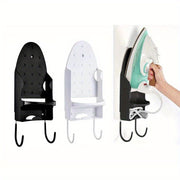 Wall-Mounted Iron Holder Heat Resistant PBT Plastic Black or White Space-Saving Organizer