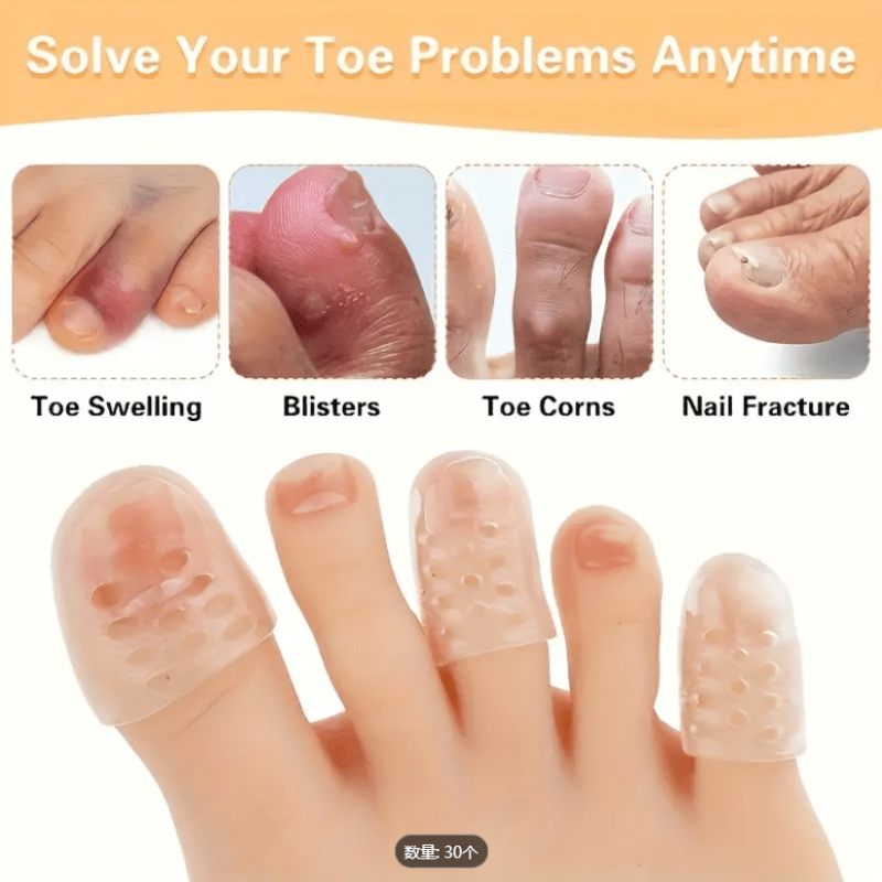 30 Sets Silicone Toe Protectors Pink Comfortable Breathable Toe Covers for Ingrown Nails