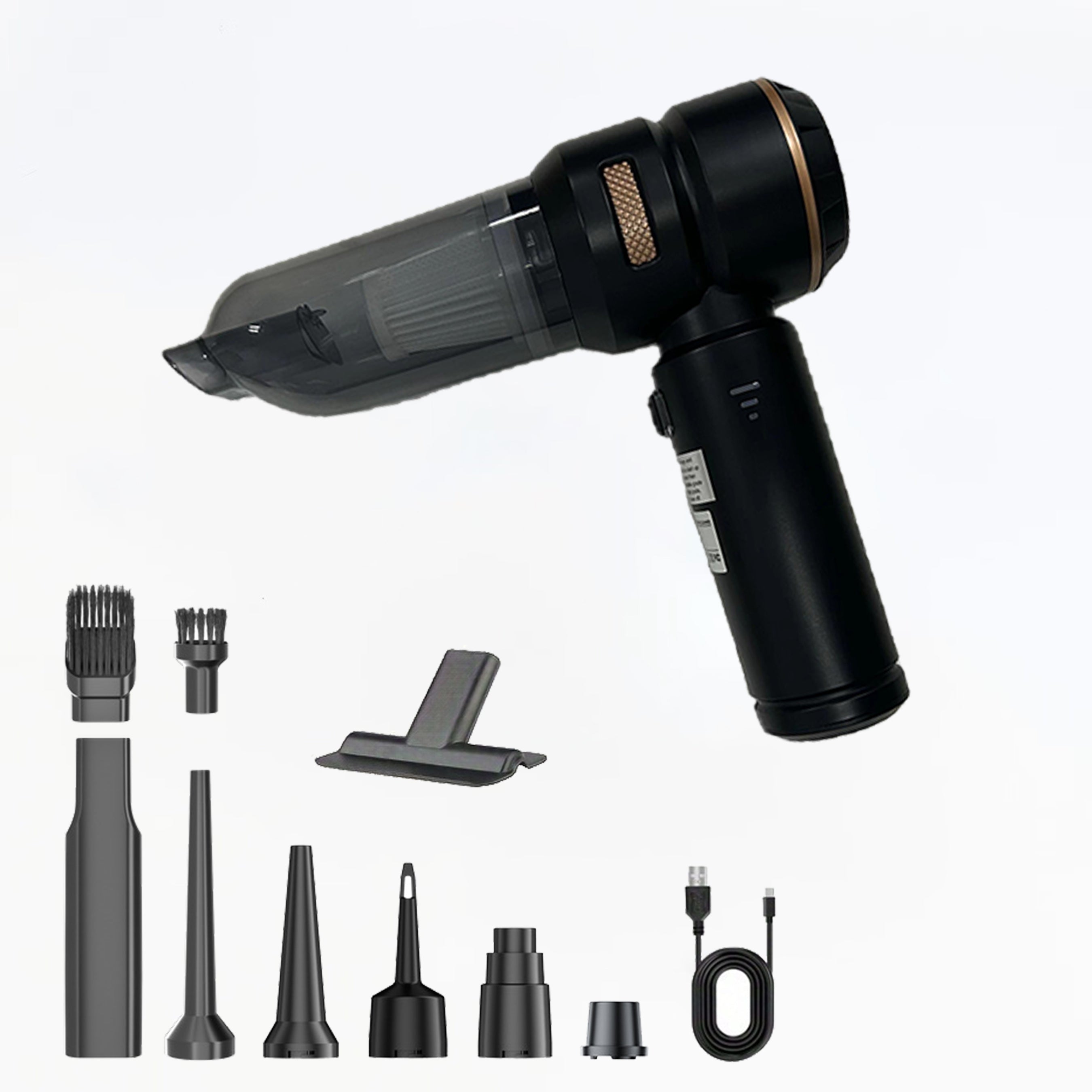 Qayta to'ldiriladigan 3 tezlikli 100W 16000Pa tutqichli quvvatli qo'lda cho'ntakli changyutgich