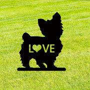 Dog Breed Metal Silhouette Garden Stake Heart Design Outdoor Pet Memorial Black Iron