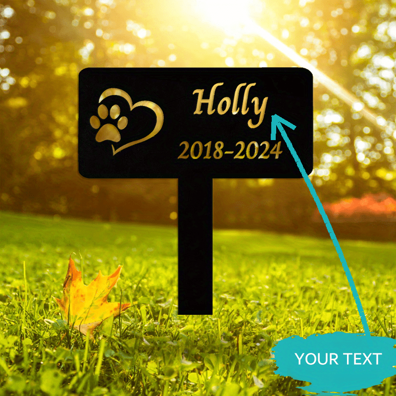 Black Metal Memorial Garden Stake for Pets with Animal Design Wall Mount Grave Marker