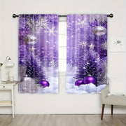 Набор рождественских штор из 2 частей пурпурный и серебристый с цифровой печатью для гостиной, спальни, кабинета
