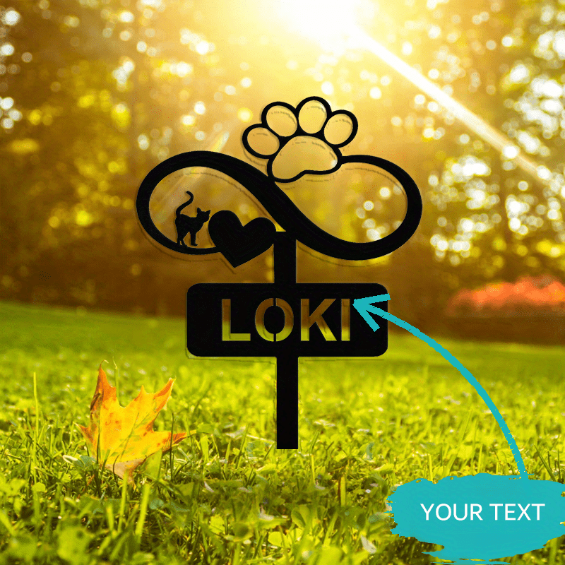 Shaxsiylashtirilgan qora temir mushuk xotira ustuni - Mushuklar uchun metall bog' xotira belgisi, ochiq havodagi uy hayvoni qabr belgisi va xotira dekorasi