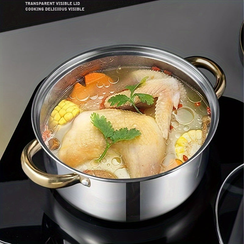 Stainless Steel Cookware Set 5-Piece Non-Stick Scratch-Resistant Kitchen Pots with Lids