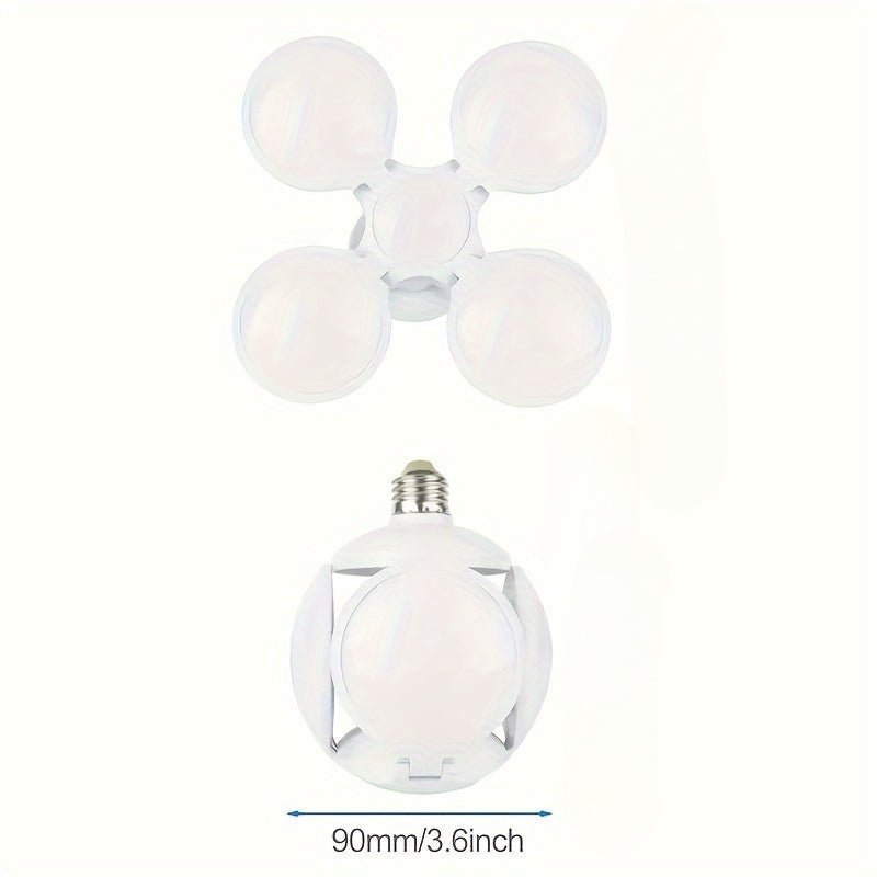 Luz de garaje LED con diseño de aspas de ventilador, ultra brillante, cobertura de 360°, cableado fijo, blanca