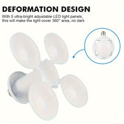 Luz de garaje LED con diseño de aspas de ventilador, ultra brillante, cobertura de 360°, cableado fijo, blanca