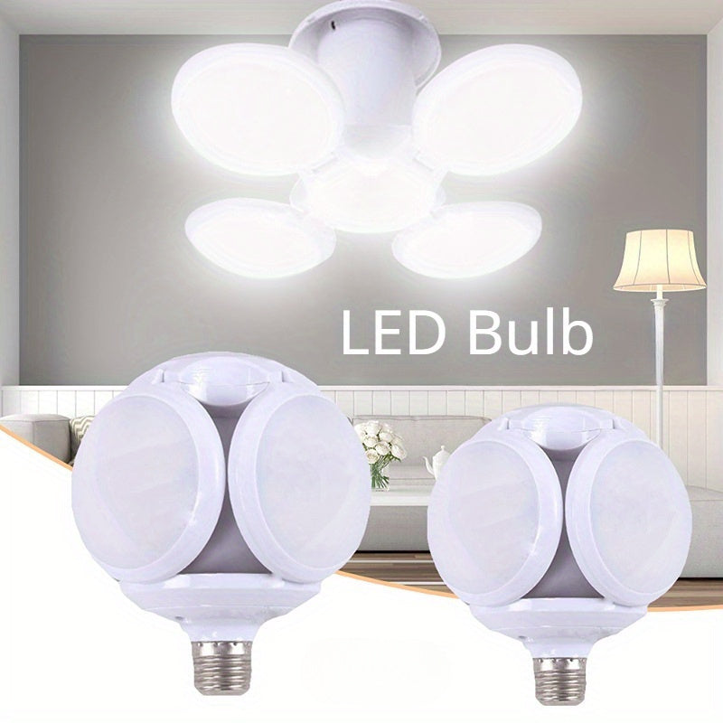 Luz de garaje LED con diseño de aspas de ventilador, ultra brillante, cobertura de 360°, cableado fijo, blanca