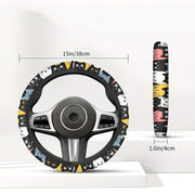 Милый мультяшный чехол на руль с антискользящим эффектом из полиэстера, автомобильный аксессуар