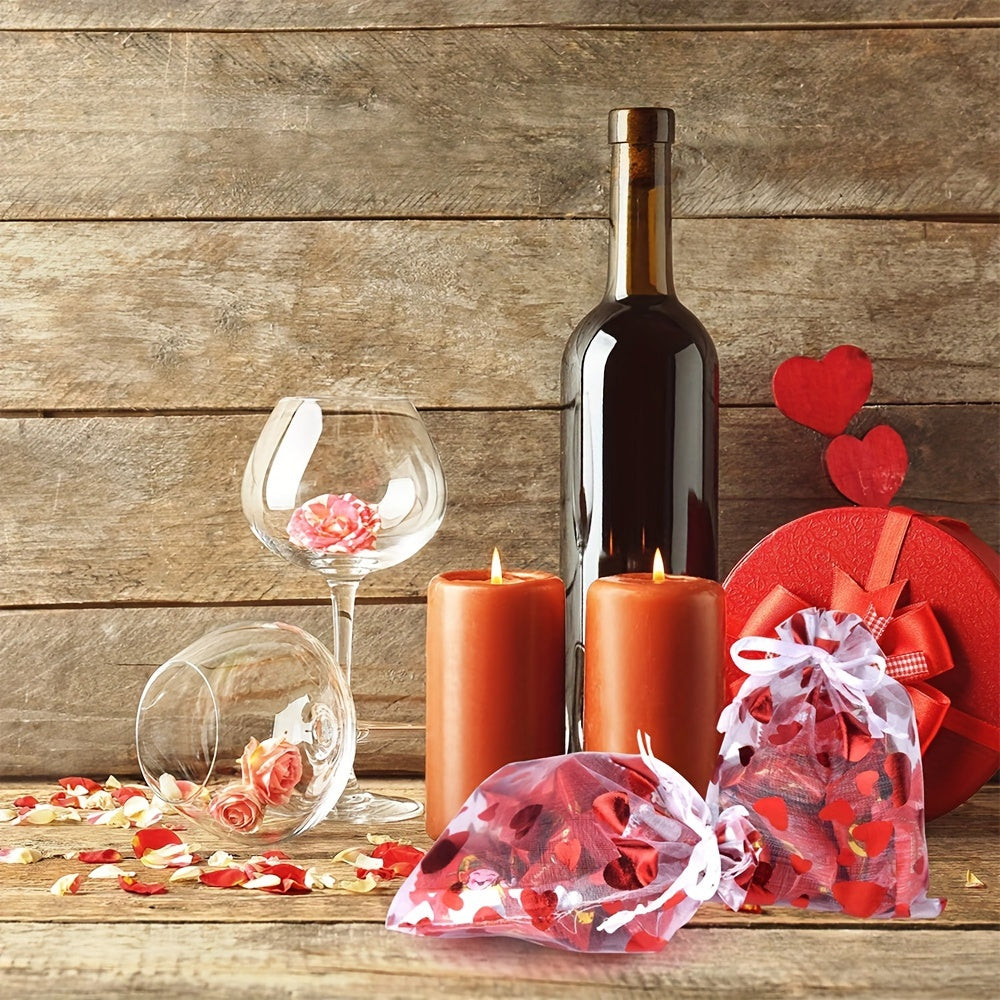 Valentine's Day Heart Peach Organza Jewelry and Cosmetic Storage Bags 50 Pack