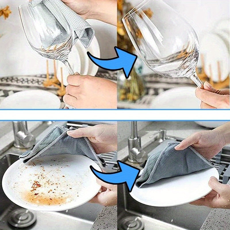 5 Terry Cloth Cleaning Cloths Reusable Non-Tracking Kitchen Bathroom Glass Furniture