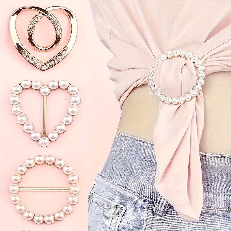 Sharf va kiyim uchun 8 ta marjon va rhinestone brosh pinlar to'plami