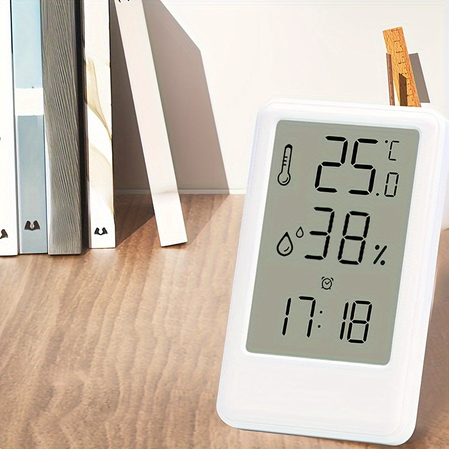 Monitor digital de temperatura y humedad con pantalla LCD grande para dormitorio, cocina, sala de estar, blanco