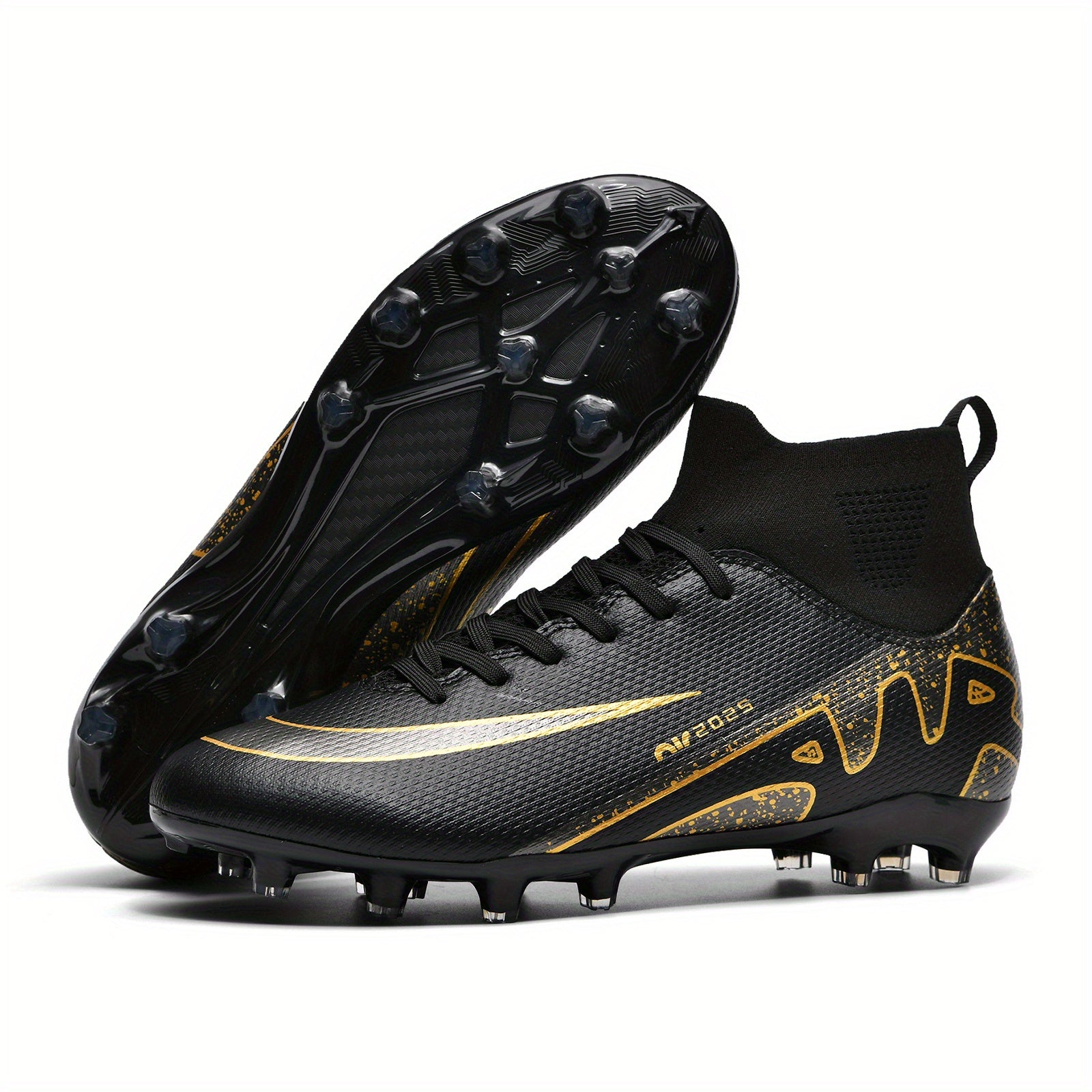 Botas de fútbol altas para niños duraderas de cuero sintético transpirable antideslizante con picos AG para todas las estaciones