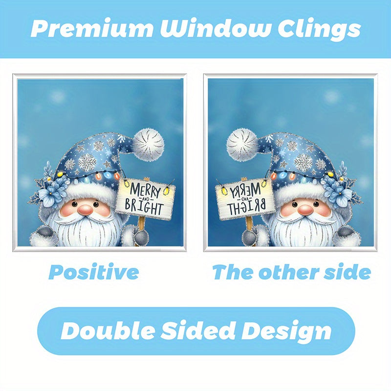 Set of 116 Winter Gnome and Snowman Window Clings with Cardinal Birds and Christmas Tree Designs PVC Static Stickers for Holiday Decor